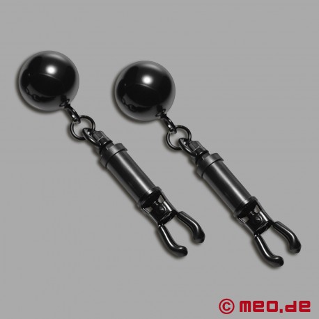 Black Bomber nipple clamps with weights 
