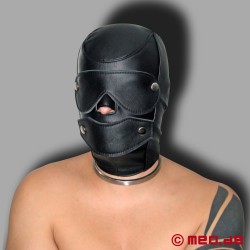 Máscara de cuero BDSM con mordaza bucal