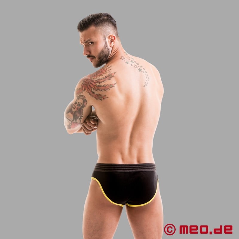 Fetish Gear Core Brief fekete/sárga színben