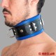 Schwarz / Blaues Bondage Halsband aus Leder