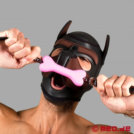 Bad Puppy Mouth Gag - Pink Dog Bone Gag