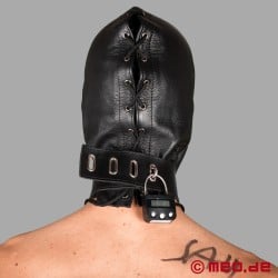 BDSM ādas maska ar laika fiksatoru