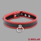 Slave collar - Narrow puppy collar made of leather black/red