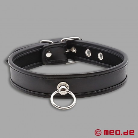 Slave collar - narrow puppy collar made of leather black