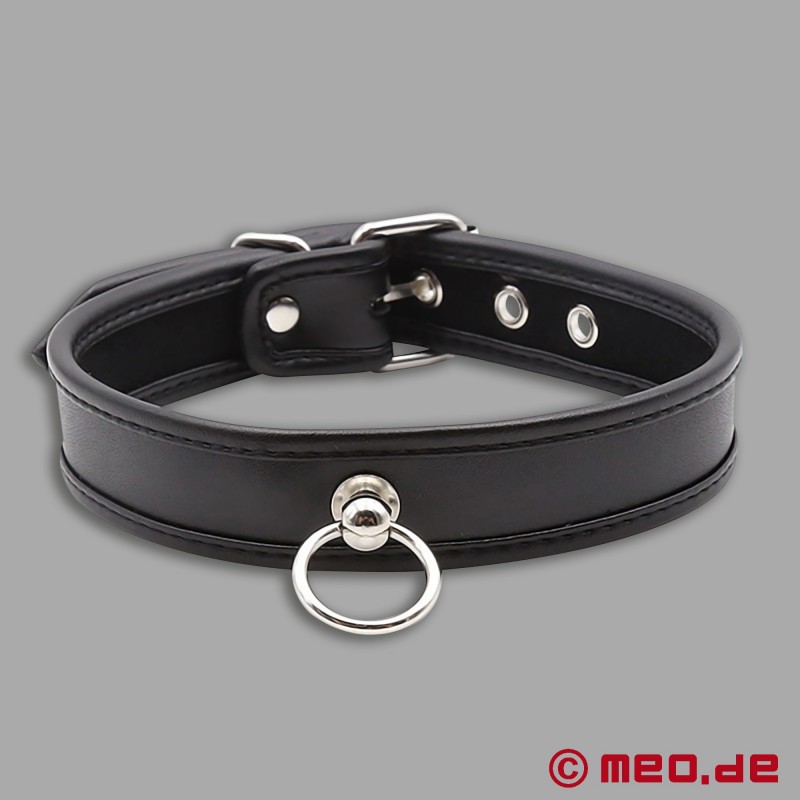 Slave Collar - Úzký puppy kožený obojek černý