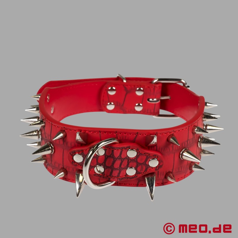 Rødt halsbånd med pigger til human pup