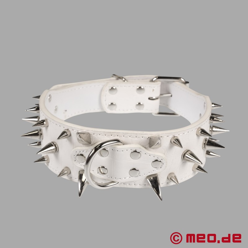 Halsband met witte stekels voor menselijke pup