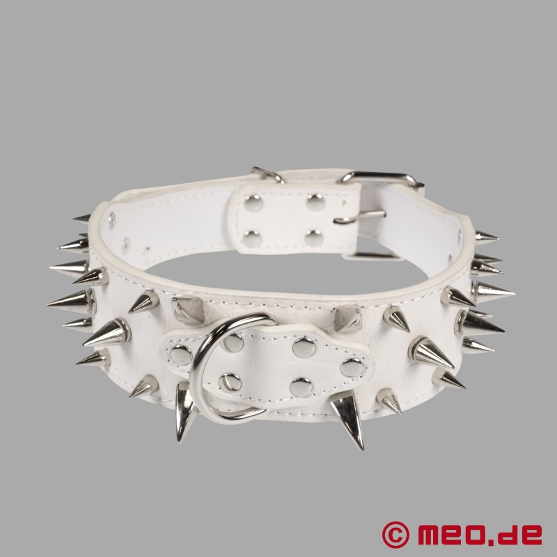 Witte spijkerhalsband voor de Human Pup