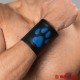 Leather puppy cuff with paw - Leather paw puppy gauntlet – black/blue
