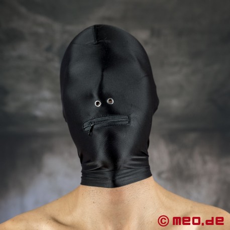 Spandex mask with nose holes and mouth zipper