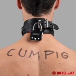 BDSM-halsbånd i læder, der kan låses - selvbinding