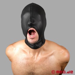 Máscara de couro com grande abertura para a boca - Chupa-pilas