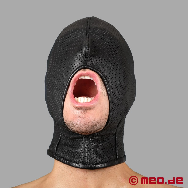Leather mask with open mouth - Cock Sucker
