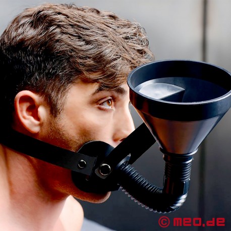 LATRINO BOY: Head harness with gag and funnel