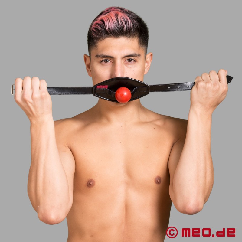 Munmask med röd ball gag