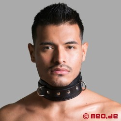 BDSM-halsband av läder - bredare version