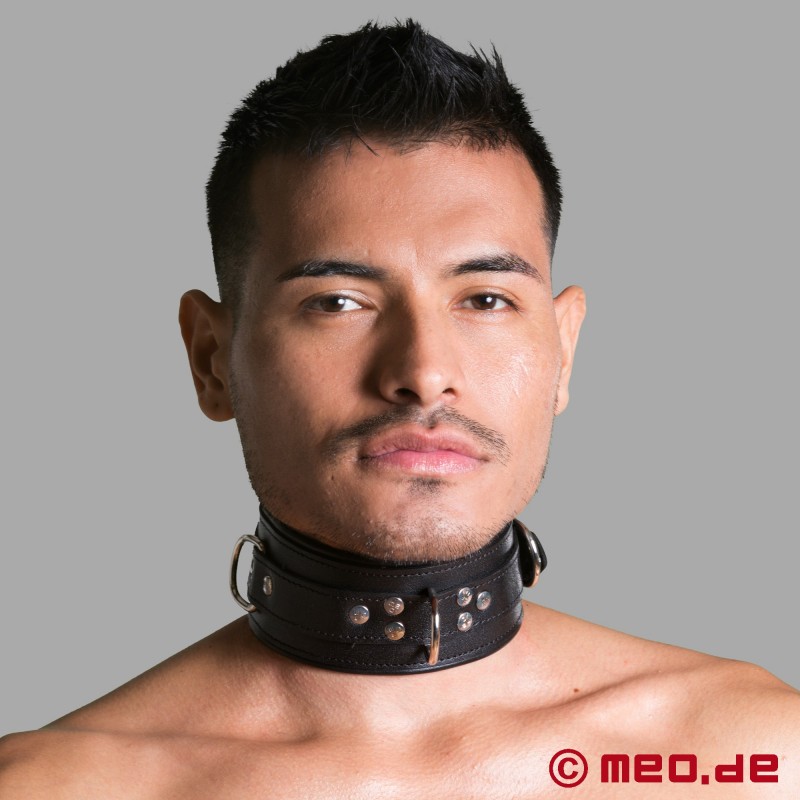 Afsluitbare leren BDSM halsband - Black Berlin collectie