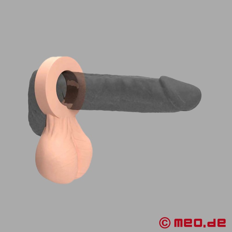 Cockring z kulkami XL - Pierścień na penisa z jądrami - w kolorze skóry