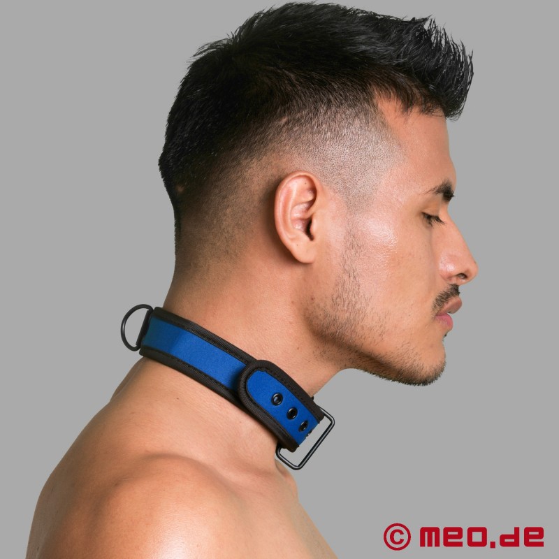 BDSM neopreen halsband in blauw