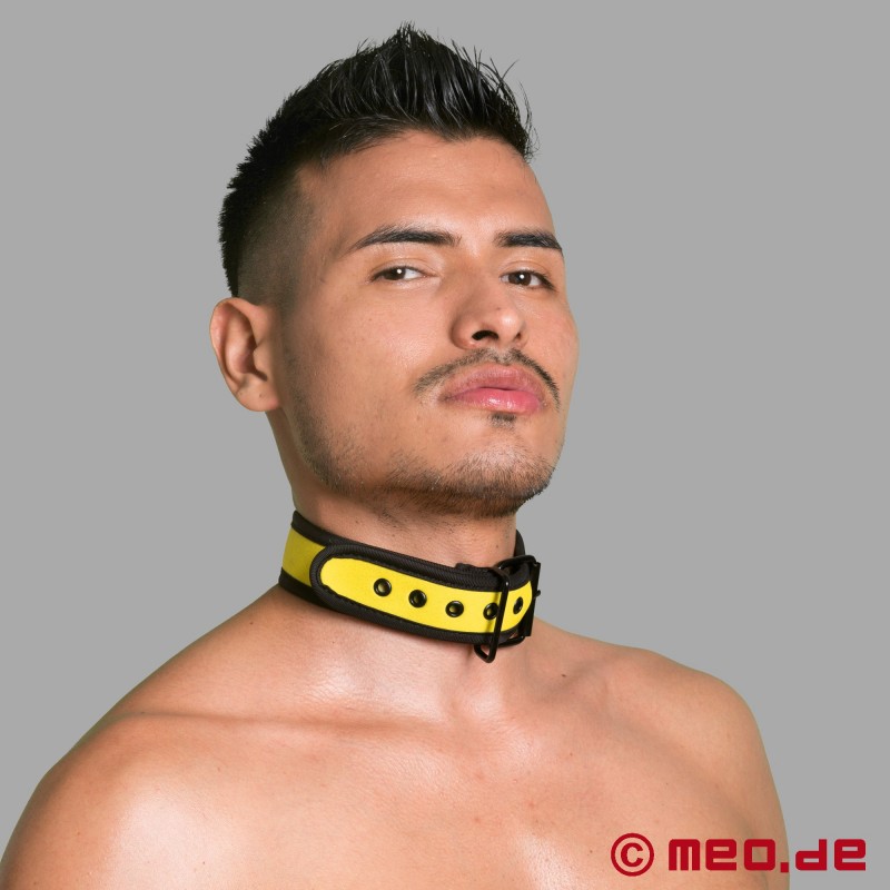 BDSM neoprene halsband in geel