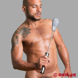 HURTME: Stainless steel riding crop with leather slapper 