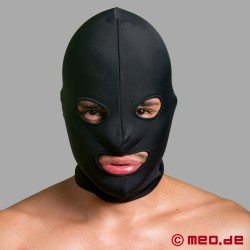 Črna fetiš maska - Premium spandex maska - Dvoslojna - Z odprtinami za oči in usta