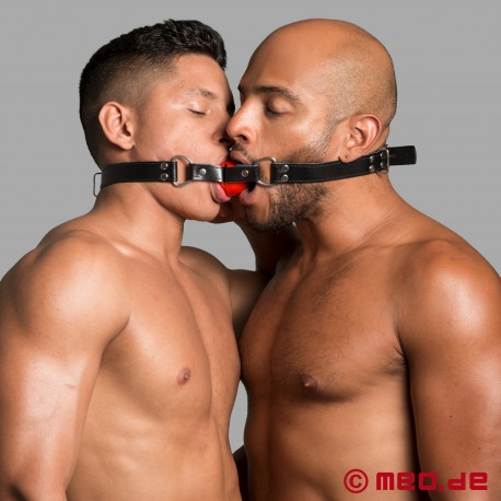 Bâillon pour baiser – Bâillon double à balle rouge pour 2 esclaves