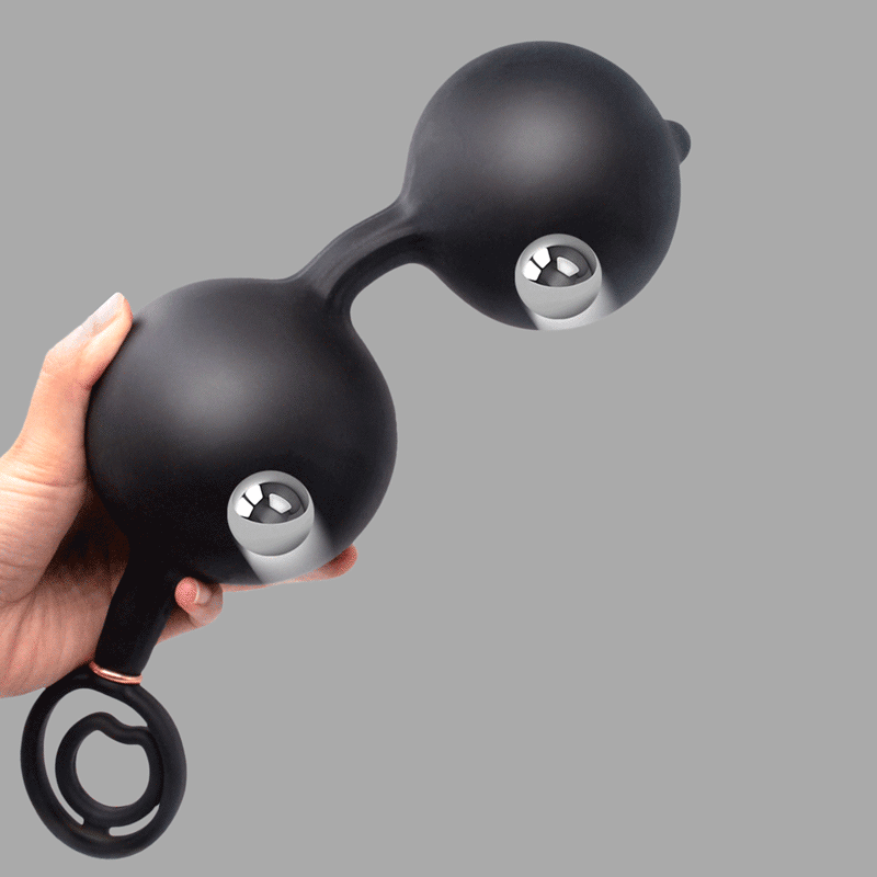 Perle anale gonflabile XL cu greutate și inel de penis