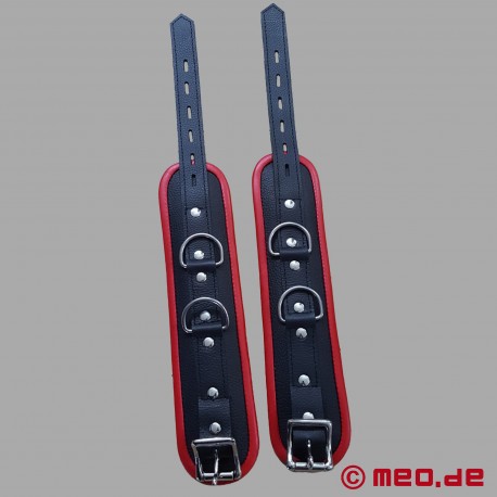 Leather ankle restraints - black/red - Amsterdam