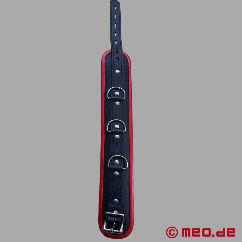BDSM Halsband aus Leder – schwarz/rot - Amsterdam
