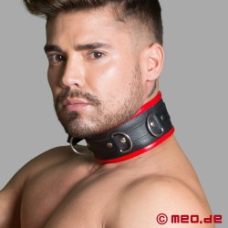 BDSM-halsbånd i læder - sort/rød - Amsterdam