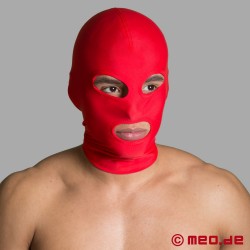 Červená fetiš maska - spandexová maska s otvormi na ústa a oči