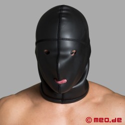 Maska BDSM wykonana z neoprenu z otworem na oczy i usta