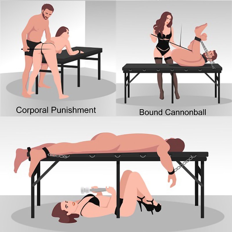 BDSM mēbeles: Bondage un slaukšanas galds