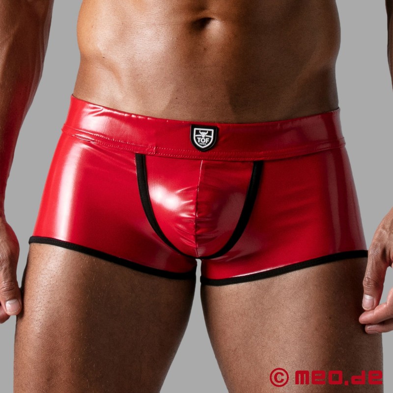 Red Wet Look Patent Leather Trunks - TOF PARIS