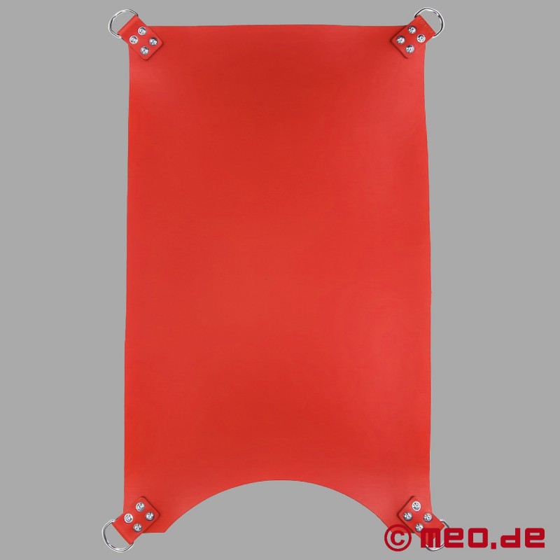 Raudonas odinis sekso kumščio dulkinimo kilimėlis su 4 taškų pakaba 