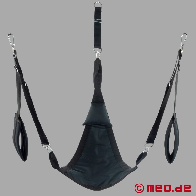 Trigonális fisting sling - Teljes készlet fekete vászonból 