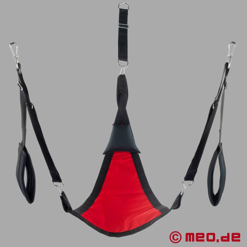 Trigonale fisting sling - complete set van rood canvas 