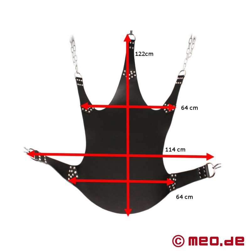 Zwart leren fisting sling met 5-punts ophanging 