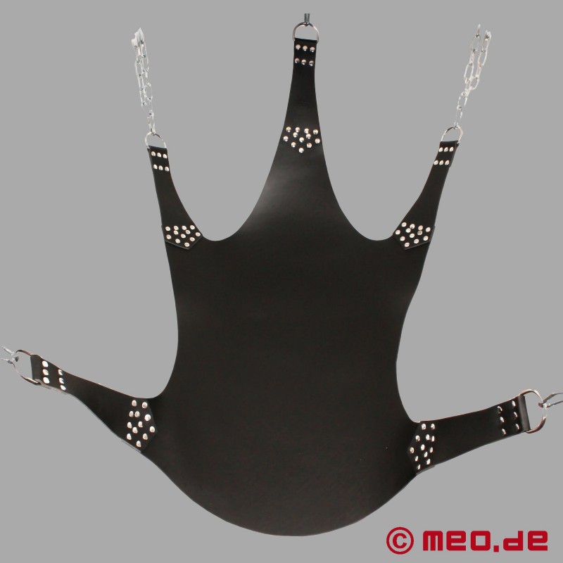 Black fisting sling izgatavots no ādas ar 5 punktu balstiekārtu 