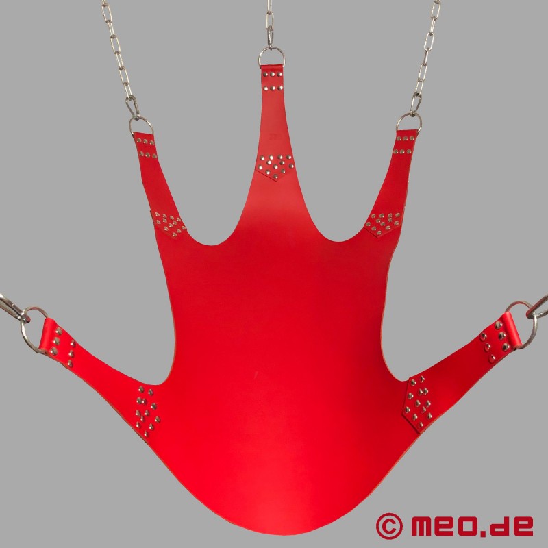 Red Leather Fisting Sling with 5 attachment points