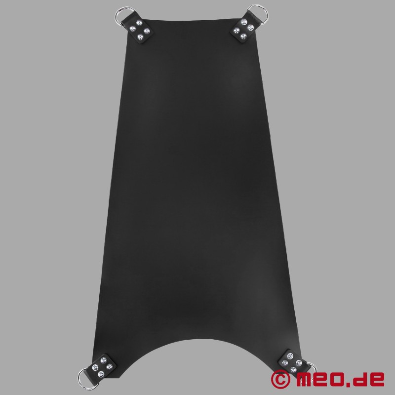 Fisting-slingmatta i svart läder med 4-punktsupphängning 