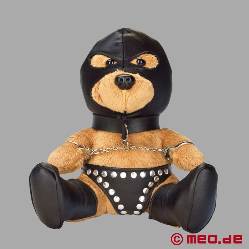 Sal THE SLAVE - Bondage Teddy Bear käsiraudoissa 