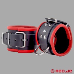 Læderhåndjern, polstret - sort / rød