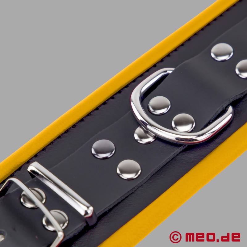 Algemas de Couro de Bondage Leather Handcuffs amarelo preto