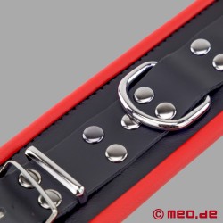 Bondage Fußfesseln aus Leder - schwarz rot