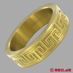 Луксозен пръстен за петел с шарка La Greca - злато