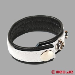 Adjustable Penis Ring, Leather with Hanky Code - White