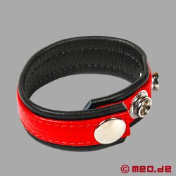 Adjustable Penis Ring, Leather with Hanky Code - Red