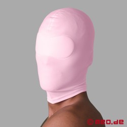 Rosa BDSM-fetischmask - ogenomskinlig spandexmask